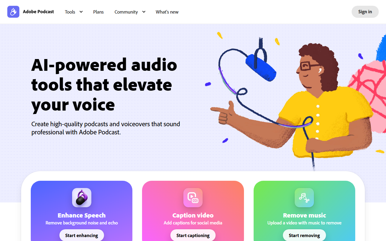 Adobe Podcast 界面截图