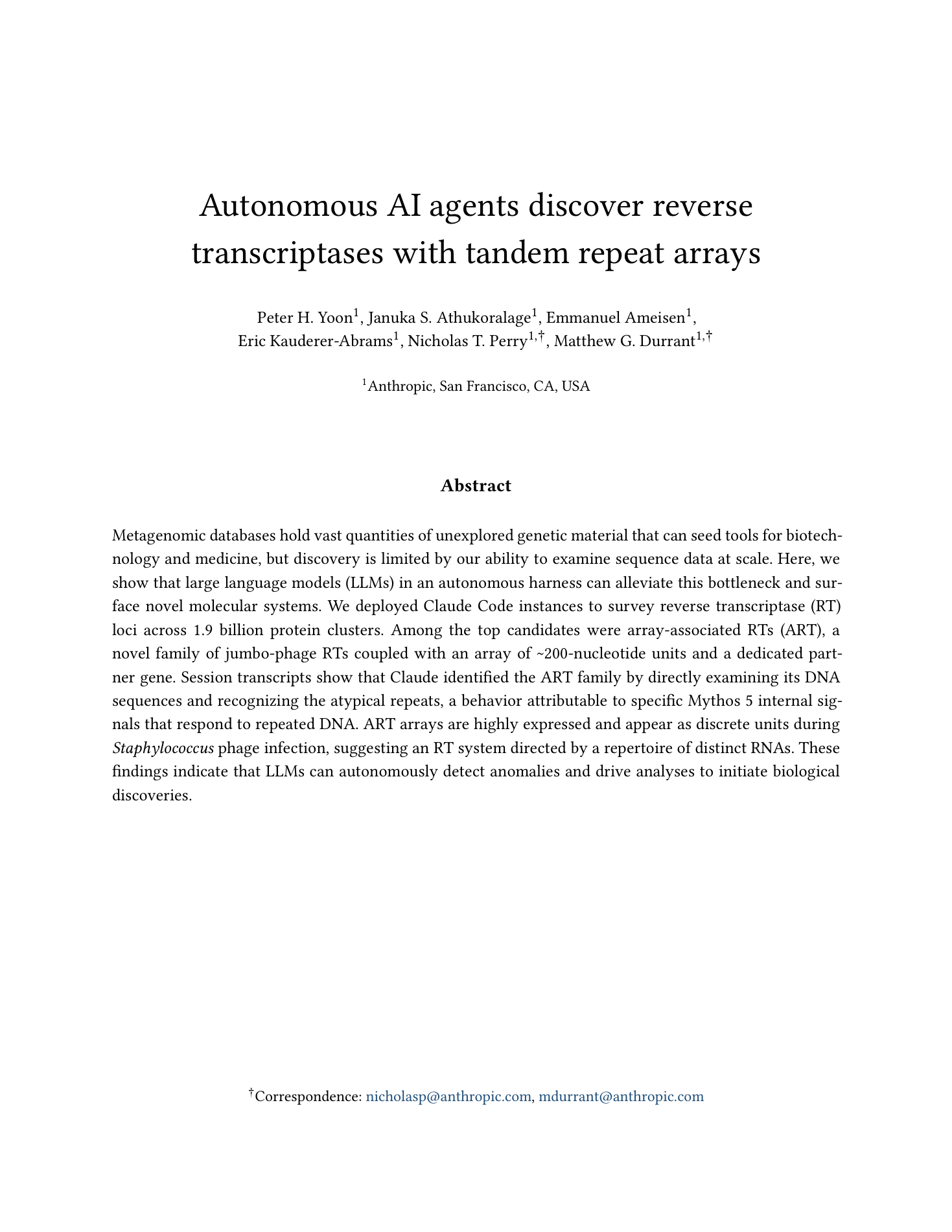 Anthropic 官方预印本首页（Yoon et al., Anthropic，40 页）
