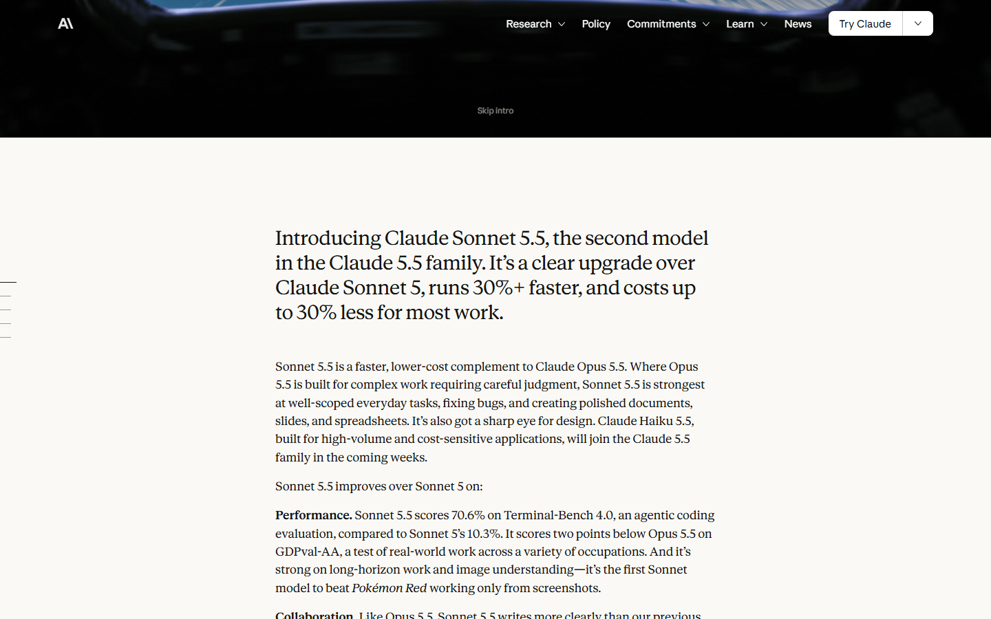 Anthropic 官方发布页：Introducing Claude Sonnet 5.5