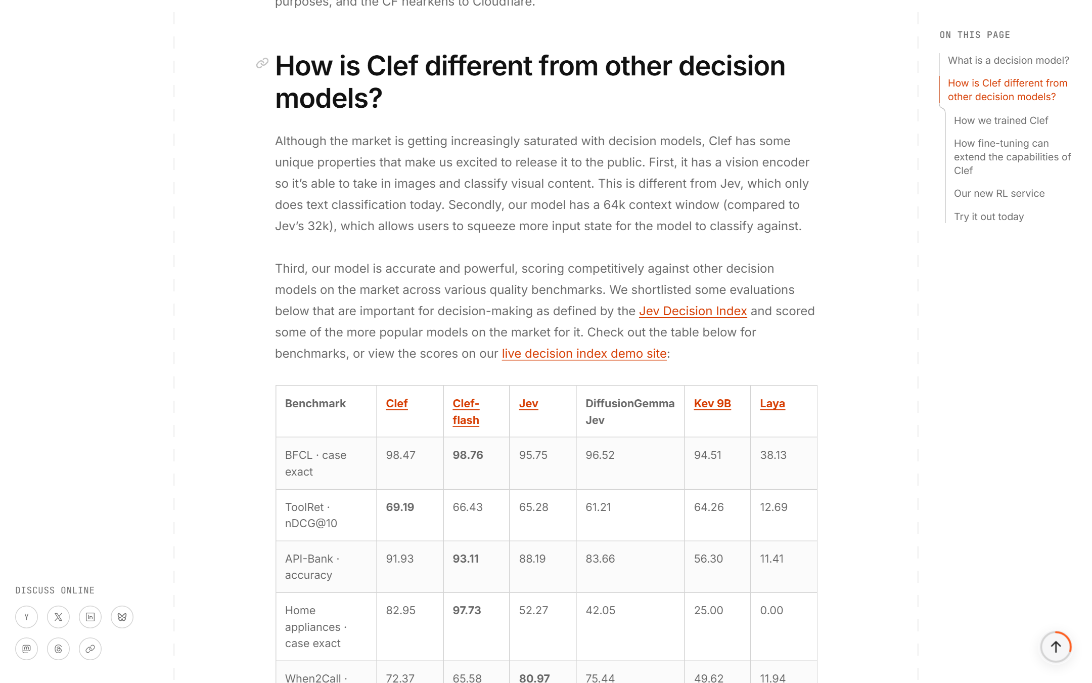 Cloudflare 官方基准表：Clef / Clef-flash 对比 Jev、DiffusionGemma Jev、Kev 9B 与 Laya