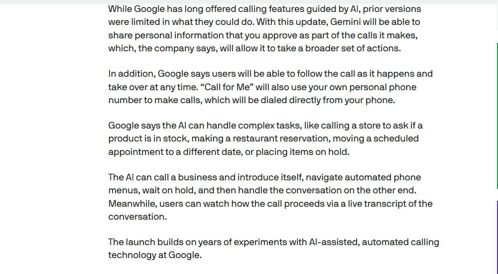 TechCrunch 报道：Google 测试让 Gemini 替你打电话（2026-09-24）