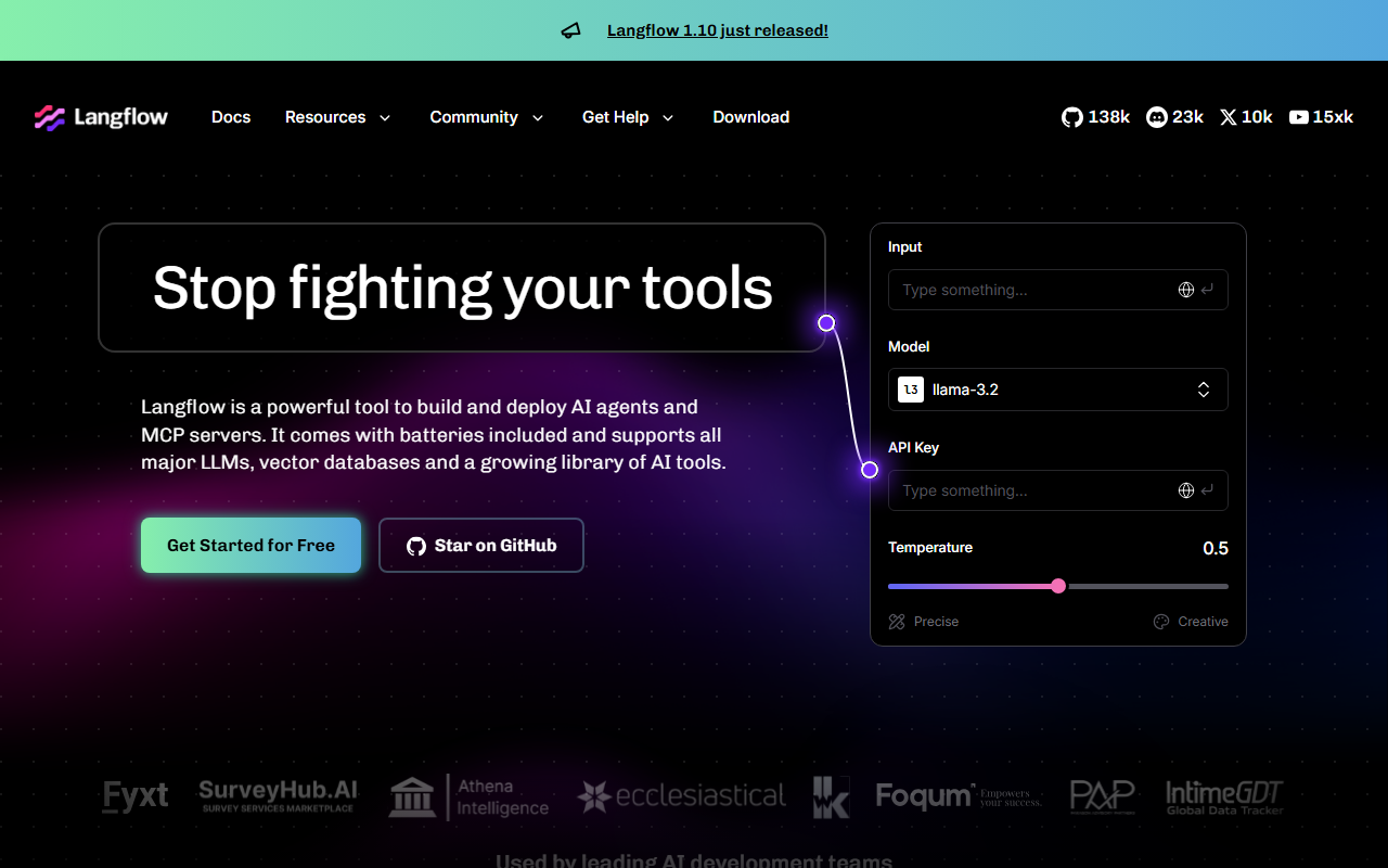 LangFlow 界面截图