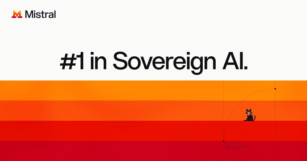 Mistral 官方主权 AI 视觉：「#1 in Sovereign AI.」
