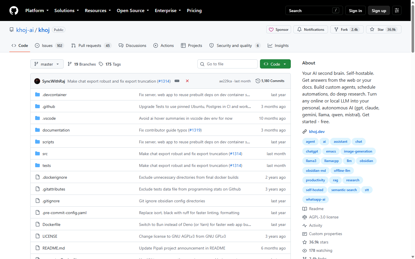 Khoj GitHub 仓库