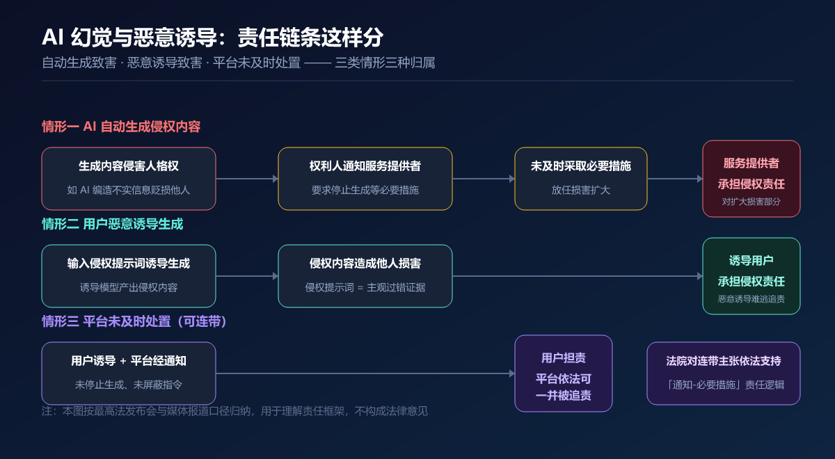 AI 幻觉与恶意诱导的责任认定流程
